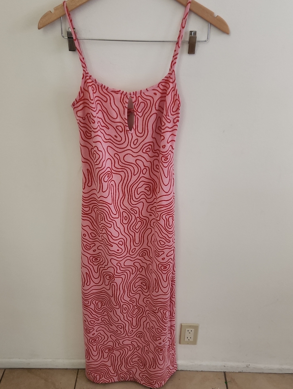 NWOT Zara Pink Red Swirl Abstract Midi Dress Small - Picture 3 of 8
